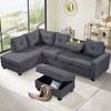 NicBex Reversible Sectional Sofa,L-Shaped Couch with Storage Ottoman for Living Room,Apartment,Large Space,Gray - 2 of 4