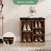 Shoe Bench with Padded Seat, Shoe Storage Bench w/Adjustable Shelves & Side Pockets, 5 Cubes Storage Organizer for Entryway, Porch, Mudroom - 4 of 4