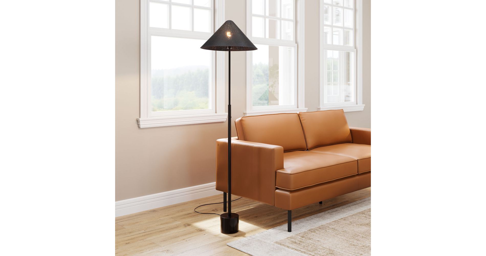 Zuo Modern Cardo Floor Lamp – Bronze, 64.6" H, Industrial-Modern Design, Dimmable with Rotary Switch