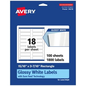 Avery Glossy White Rectangle Labels with Sure Feed, 15/16" x 3-7/16" - 1 of 4