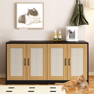 Litter Box Enclosure for 2 Litter Boxes, 47'' Double Litter Box Enclosure Furniture for 2 Cats - 1 of 4
