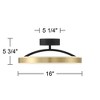 Possini Euro Design Eliza 16" Modern Semi Flush-Mount Ceiling Light Fixture Kitchen Foyer Hallway Ring Round LED Matte Black Antique Brass Finish - 4 of 4
