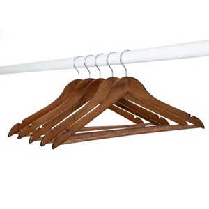 Racxily 60-Pack Solid Walnut Wood Suit Hangers for Closet Heavy Duty Coat Pants Jackets Dress - 1 of 4