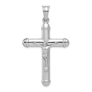 Black Bow Jewelry Sterling Silver Rhodium-Plated Reversible Crucifix Pendant, 32 x 56mm - 1 of 4