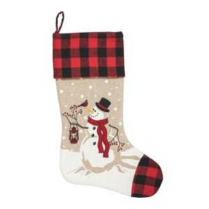 C&F Home 20" Snowman Wonder Winter Wonderland Plaid Cuff Hanging Large Christmas XMAS Stocking - 1 of 3