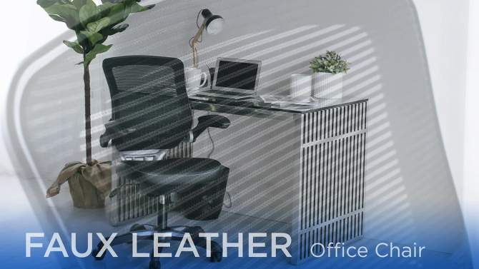 Edge Mesh Vegan Leather Seat Office Chair with Flip-Up Arms Black - Modway, 2 of 9, play video