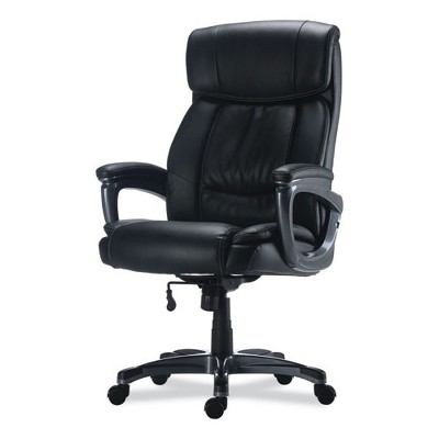 Black Leather High Back Executive Swivel Chair with Fixed Arms