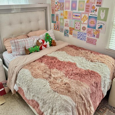 Intelligent Design 3pc Full/queen Extra Long Rachel Ombre Shaggy Comforter  Bedding Set Blush : Target