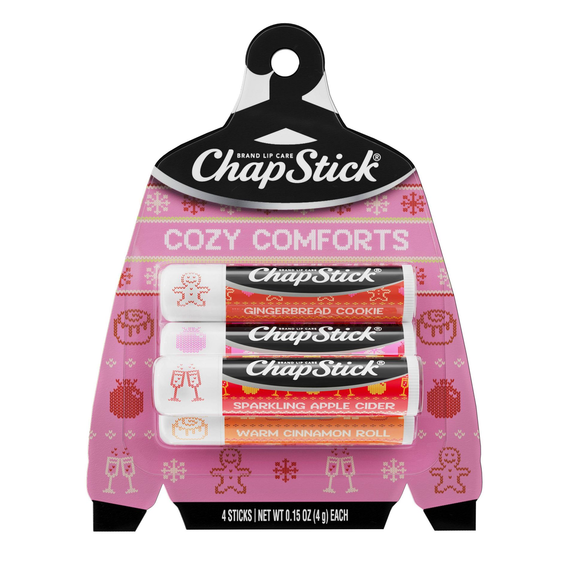 Chapstick Holiday Ugly Sweater Lip Balm - Cozy Comforts - 0.15oz/4ct
