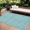 Teal Blue And Ivory Geometric Washable Indoor Outdoor Area Rug - 2 of 4