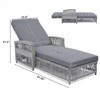 VisioGear Outdoor Long Reclining Chaise with Armrests, Patio Adjustable Recliner with Soft Removable Cushions, Grey, 77.5"*25.6"*37.4" - 3 of 4