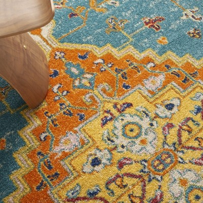 Bohemian Bliss Turquoise Ivory Medallion 5' x 7' Area Rug