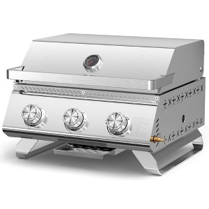 R.W. FLAME 24" Stainless Steel Griddle with 3 High-Output Burners (24,000 BTU),Ideal for Large Outdoor Gatherings, Camping, RV Trips, and Picnics - 1 of 4