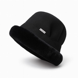 Anna-Kaci Women's Plush Trim Bucket Hat Soft Foldable Design - 1 of 3