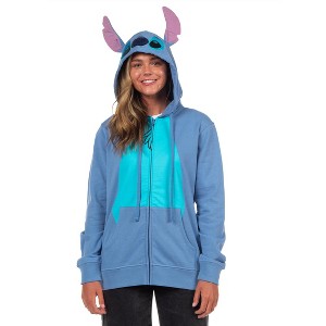Disney Women's Lilo & Stitch I Am Stitch Costume Sweatshirt Zip Hoodie - 1 of 4