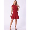 Allegra K Women's Cap Sleeves Round Neck Tiered Ruffled Hem Midi Dress - 3 of 4