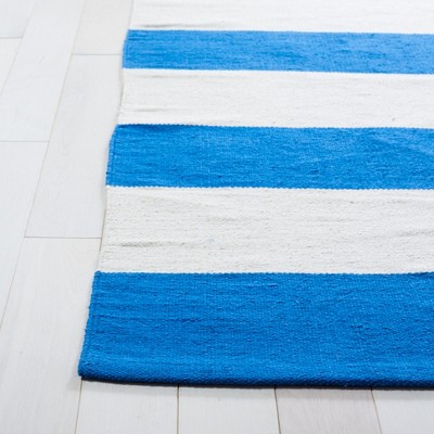 Montauk Blue and White Cotton Hand Woven Area Rug