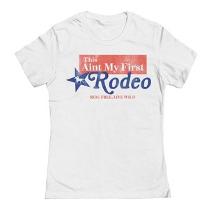 Social Collective Women's Ain'T My First  Americana 4Th Of July Short Sleeve Graphic Cotton T-Shirt - White XL - 1 of 4
