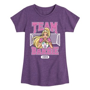 Girls' - Barbie - Team Barbie Soccer- Girls Fitted Short Sleeve Graphic T-Shirt Fitted Short Sleeve Graphic T-Shirt - 1 of 4