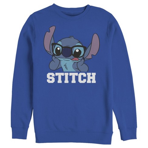 Men's Lilo & Stitch Silly Black Glasses Sweatshirt - Royal Blue - 2X Large