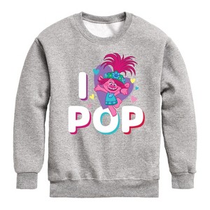Boys' - Trolls - I Love Pop Poppy Graphic Long Sleeve Fleece Sweatshirt - 1 of 4