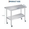 Heavy Duty Stainless Steel Prep Table with Wheels, 4 Sizes Commercial Work Table Kitchen Cart for Restaurant Bar Garage, NSF Metal - 3 of 4