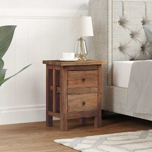 Nightstand Brown Solid Mahogany Wood 15.7x11.8x20.1 in - 1 of 4