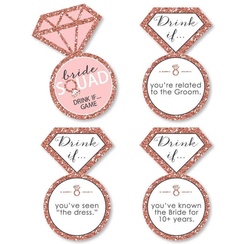 Big Dot of Happiness Drink If Game - Bride Squad - Rose Gold Bridal Shower or Bachelorette Party Game - 24 Count, 1 of 5