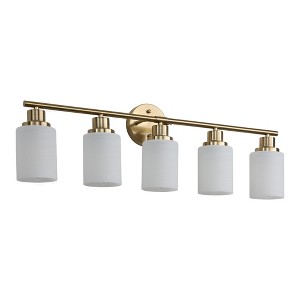 Dolonm Modern Vanity Bathroom Mirror Light, Frosted White Glass with Black Iron Frame - 1 of 4