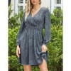 Women's Casual Long Sleeve Leopard Print Waist Wrap Dress - 3 of 4