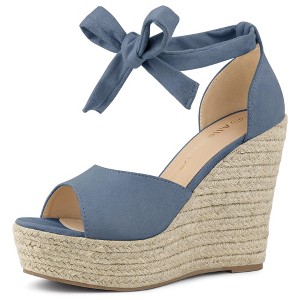Allegra K Women's Espadrilles Tie Up Ankle Strap Wedges Sandals - 1 of 4