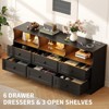 6 Drawer Dresser for Bedroom, 62.9"W Wood Chest of Drawers with Power Outlets, Large Dresser TV Stand, Clothes Storage Organizer for Bedroom - 3 of 4