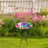 Northlight 18” Pink and Purple Dragonflies Hand Painted Glass Outdoor Patio Birdbath - 2 of 4