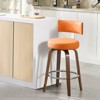 Bekrvio 26" Swivel Counter Height Bar Stools, Faux Leather Upholstered with Back, Walnut Wood Legs, Mid Century Kitchen Island Counter Chairs - 2 of 4