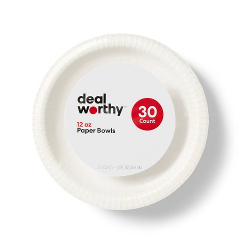 White Disposable Paper Bowls - 30ct - Dealworthy™ - image 1 of 3