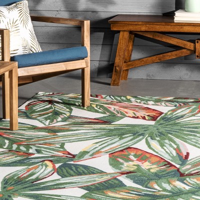 Lindsey Multicolor Floral Square Indoor/Outdoor Easy-Care Rug, 4'