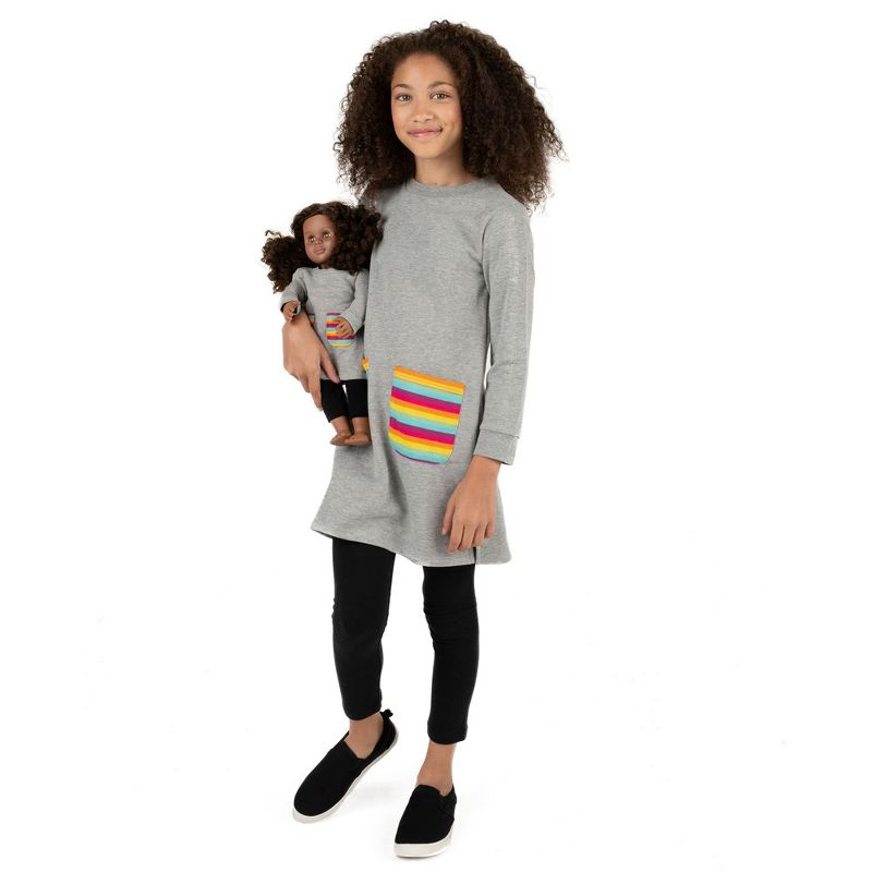 Leveret Girls and Doll Matching Sweatshirt Tunic Dress, 1 of 12