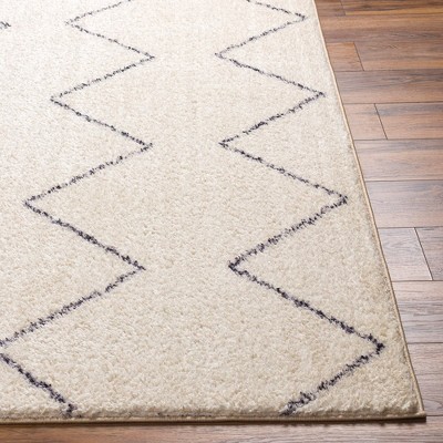 Aaliyah 5'3" x 7' Cream and Black Washable Synthetic Area Rug