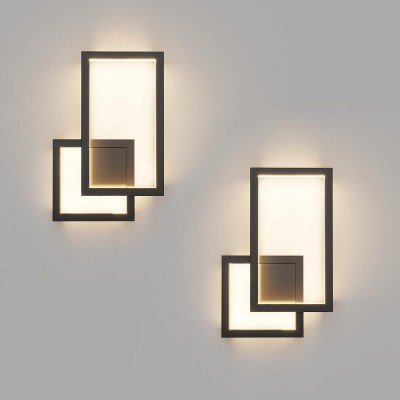 Runesay 2-Pack Modern Indoor Wall Sconce 20W Aluminum Up and Down LED Modern Black Wall Sconce (Warm White Light, 3000K)