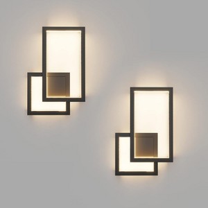 Runesay 2-Pack Modern Indoor Wall Sconce 20W Aluminum Up and Down LED Modern Black Wall Sconce (Warm White Light, 3000K) - 1 of 4