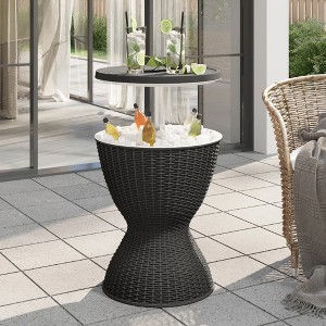 vidaXL 3-in-1 Ice Cooler Table Black Polypropylene - 1 of 4