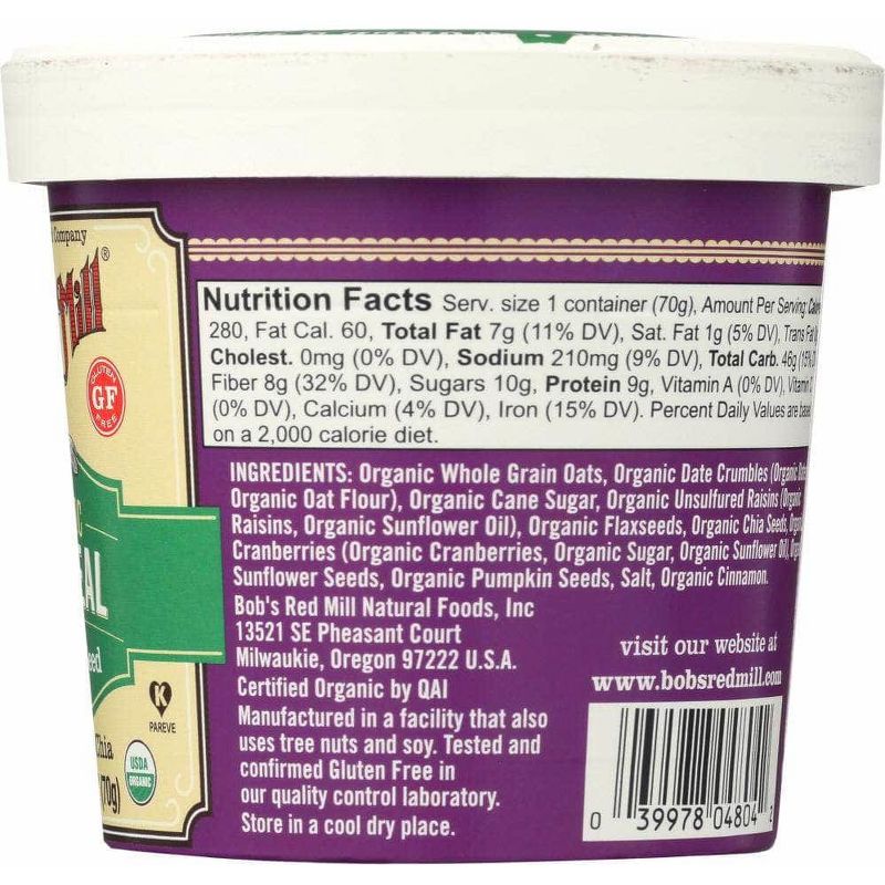 Bob's Red Mill Organic Fruit & Seed Oatmeal Cup - Case of 12/2.47 oz, 5 of 8