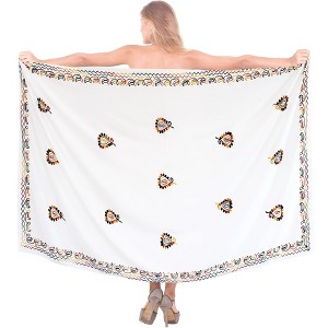 LA LEELA Women's Beach Wrap Bikini Swimwear Swim Cover Up Skirt Summer Wraps Beachwear Sarong Coverups Swimsuits for Women One Size White,Solid - 1 of 4