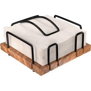 Enlea Farmhouse Napkin Holder for Kitchen & Dining Room Decoration, with Wooden Base, Sturdy Steel & Weighted Arm - 1 of 3