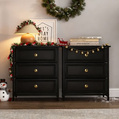 CIPACHO 2 Piece Black 20 Tall 3 Drawer Nightstand Set Ideal for Living Room to Organize Small Essentials and Brighten Your Space