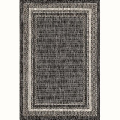 Easy-Care Reversible Black Synthetic Outdoor Rug 4' x 6'