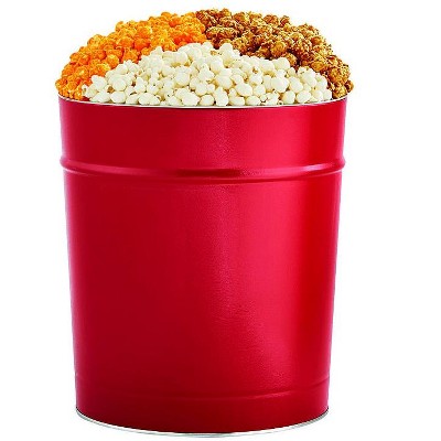 The Popcorn Factory Popcorn Gift Tin, Simply Red, 3.5 Gallons (Robust Cheddar, Butter, Caramel)