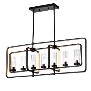 40.2" x 10.2" x 45.1" 7-Light Belline Chandelier Black - Warehouse Of Tiffany: Ceiling Fixture, ETL Listed - 1 of 2
