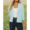 Women's 3/4 Sleeve Cropped Cardigan Knit Sweaters Lightweight Open Front Shrug - 3 of 4