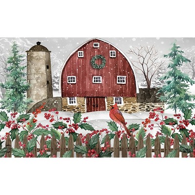 Briarwood Lane Winter Doormat 30x18 Indoor Outdoor Barn in Snow For Winter Doormat